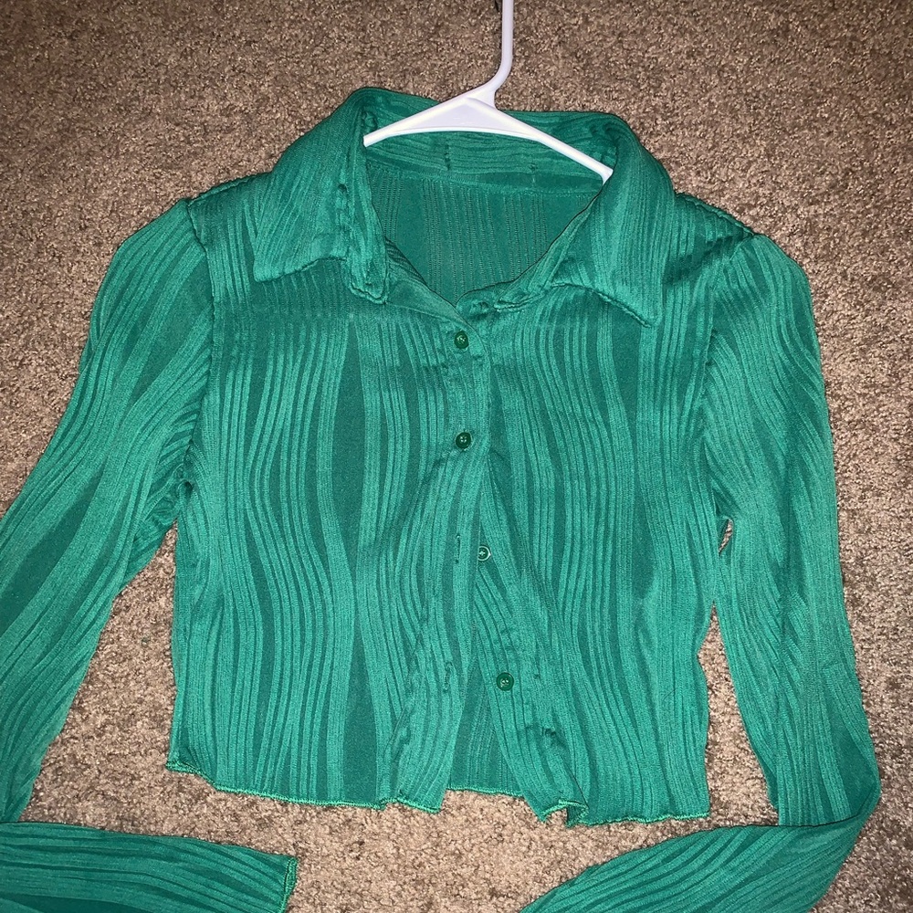 Business casual button down crop top